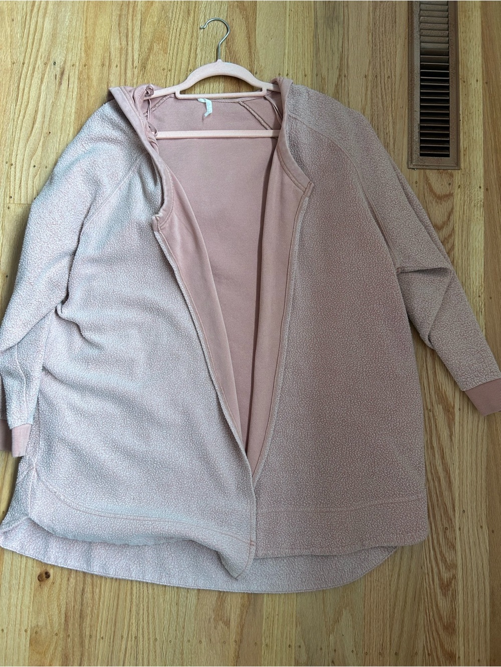 Free People Hooded Open-Front Oversized Jacket - Blush Pink